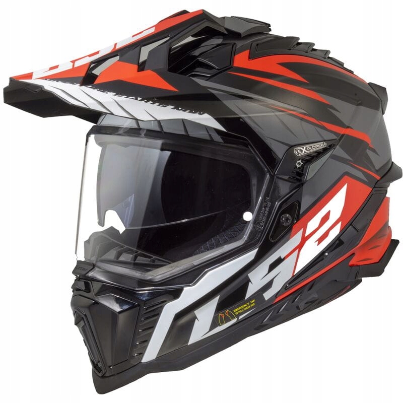 LS2 MX701 Explorer Spire Čierny Titan Červená Motocyklová Prilba Adventure