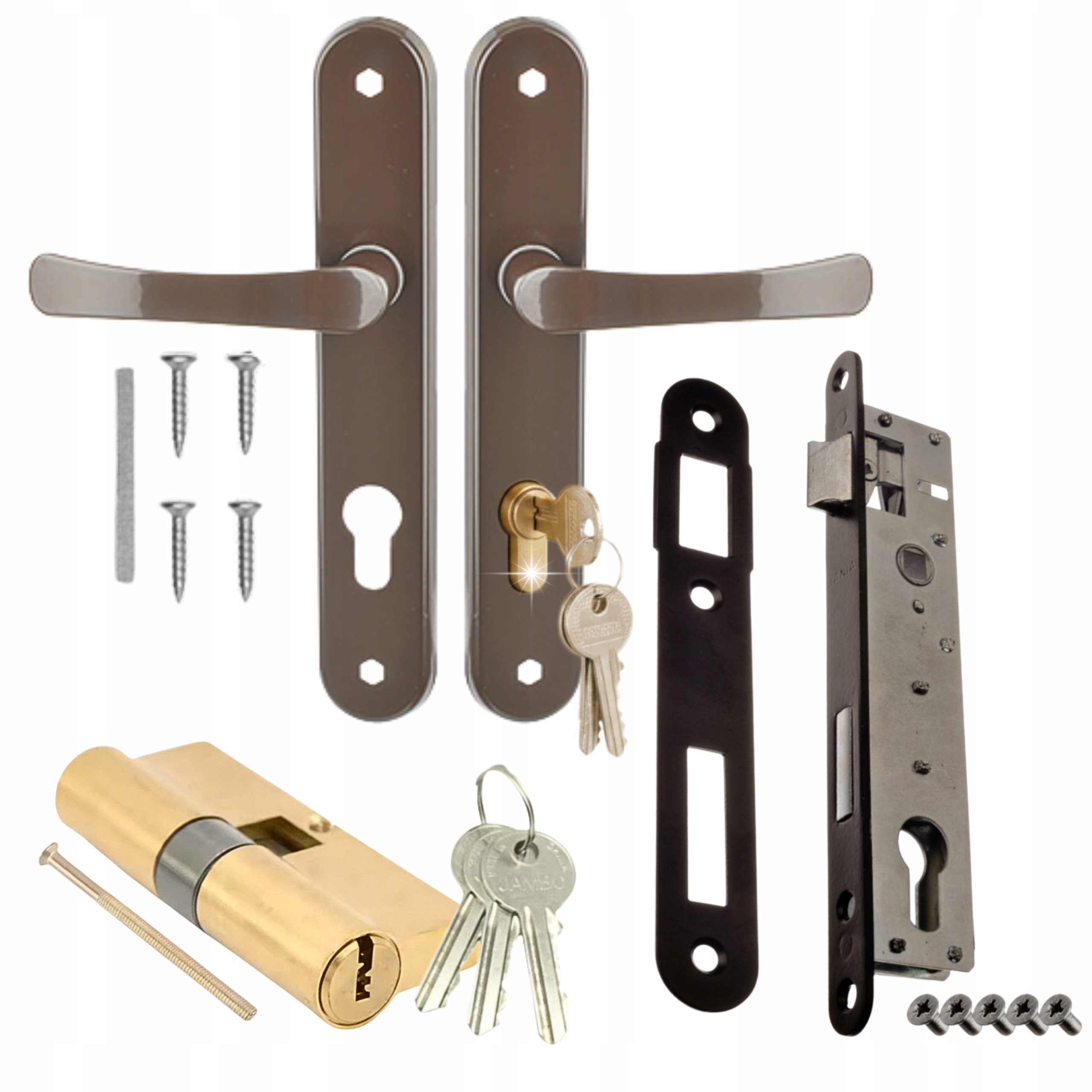 Set Bronzová klika na dveře brány 90/22 zámek vložka 30/30