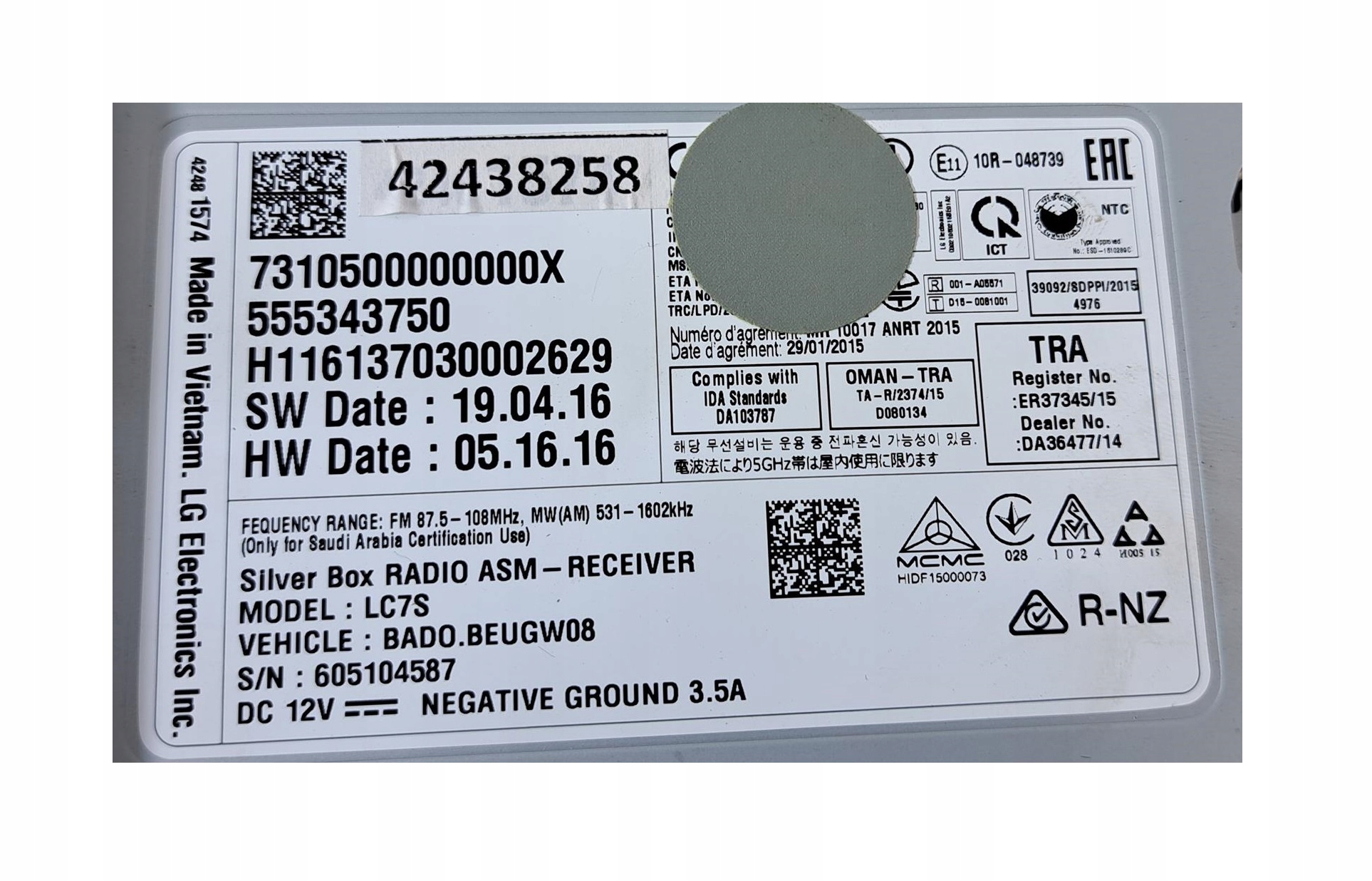 ASTRA K V MODUŁ RADIO NAWIGACJA 555343750 # Producent części Opel OE