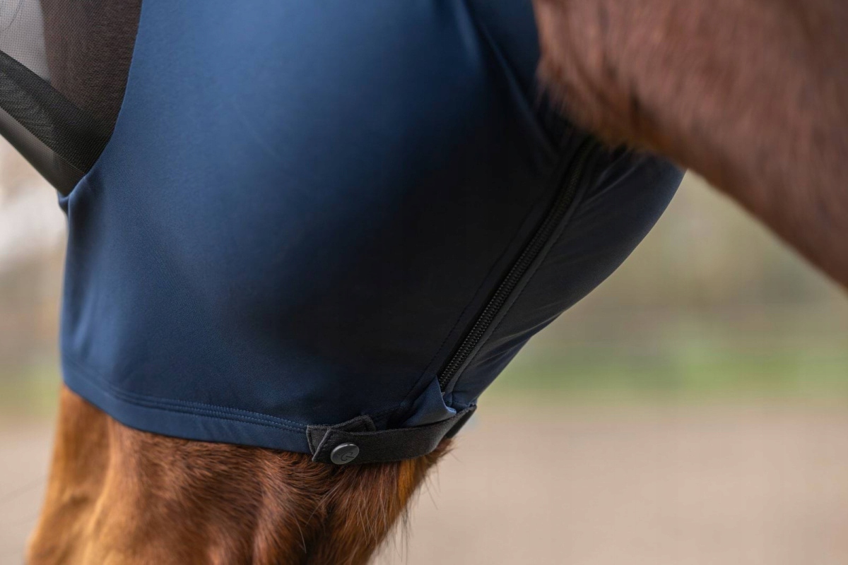Maska przeciwowadowa dla konia Covalliero FinoStretch Zipper-Niebieski COB Marka Covalliero