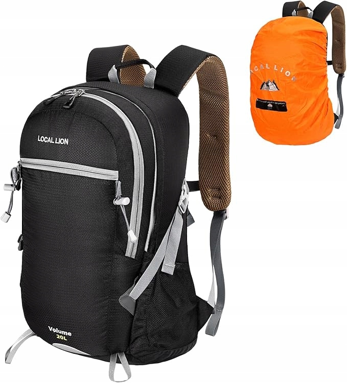 Local Lion Plecak Turystyczny 20L Czarny Kieszeń Na Laptopa Pokrowiec