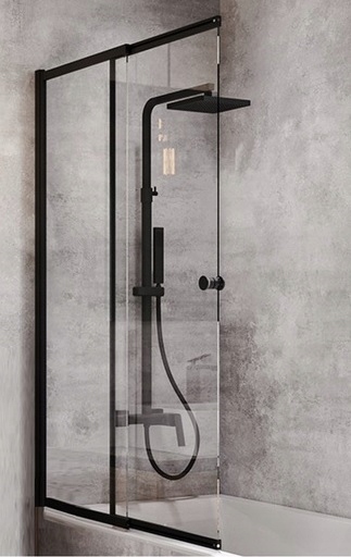 Parawan nawannowy dwuczęściowy Besco 100 x 150 czarne profile