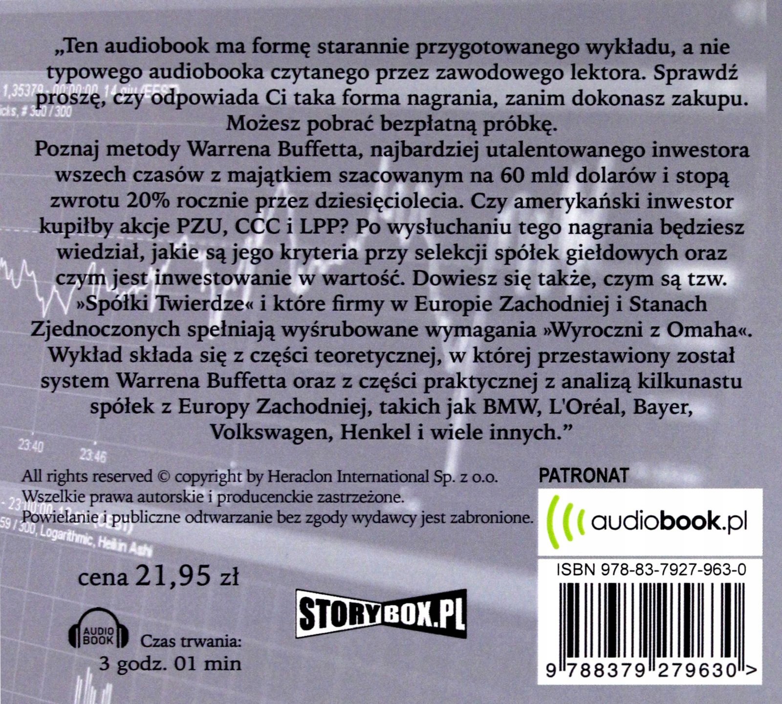 WARREN BUFFETT I INWESTOWANIE W WARTOŚĆ - ŁUKASZ TOMYS [AUDIOBOOK] Stan opakowania oryginalne