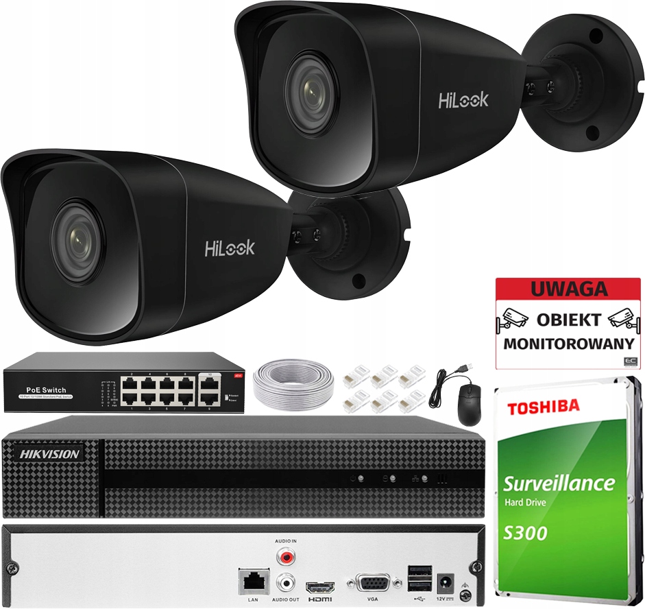 Sada pro monitorování Hikvision Kit IPCAM-B5 BLACK-SW8