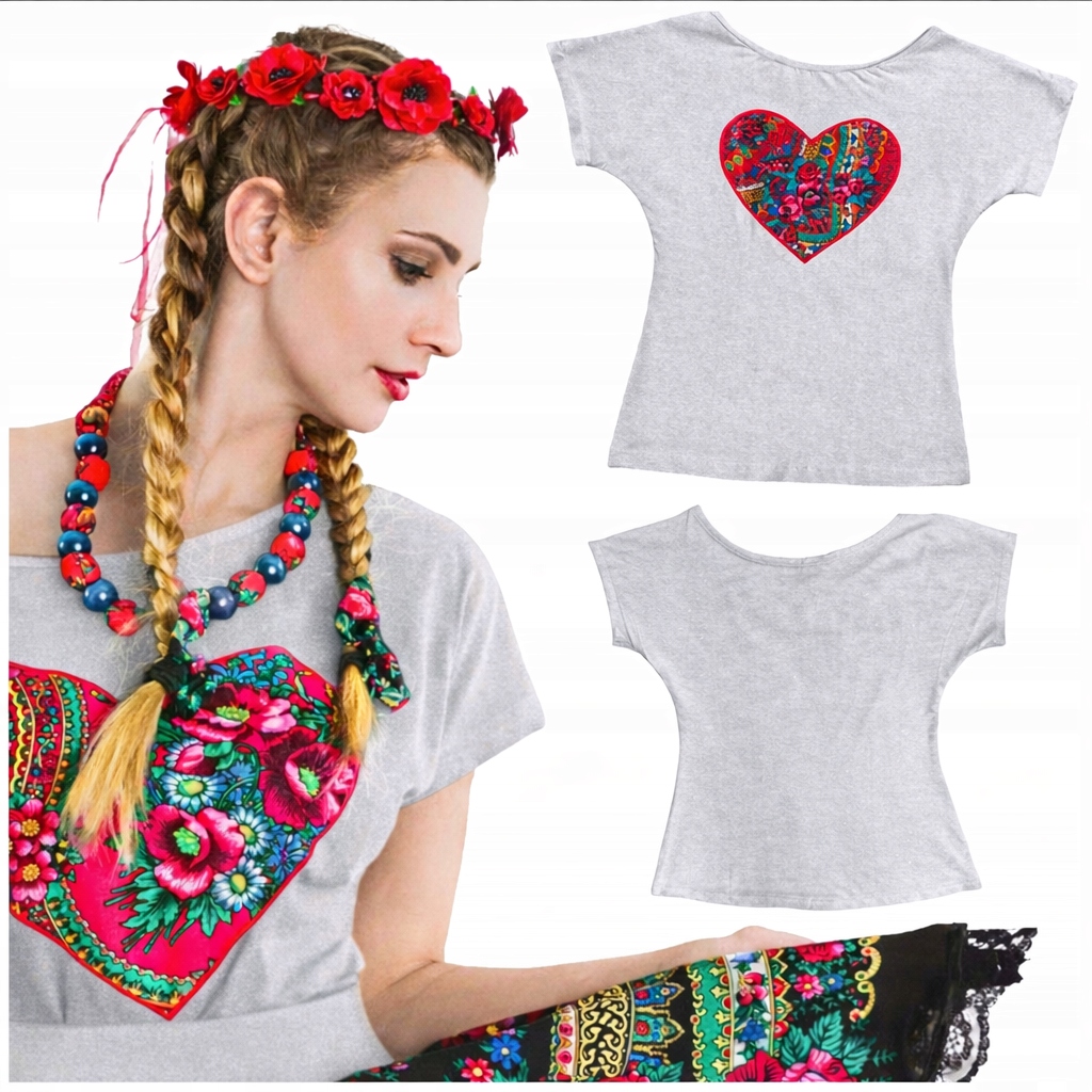 Dámská regionální horalská halenka Cleo se srdcem Folk k obleku Šedá M