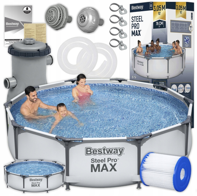 Bazén Rámový Kulatý Zahradní pro děti 305x76 cm Bestway 56408 Čerpadlo