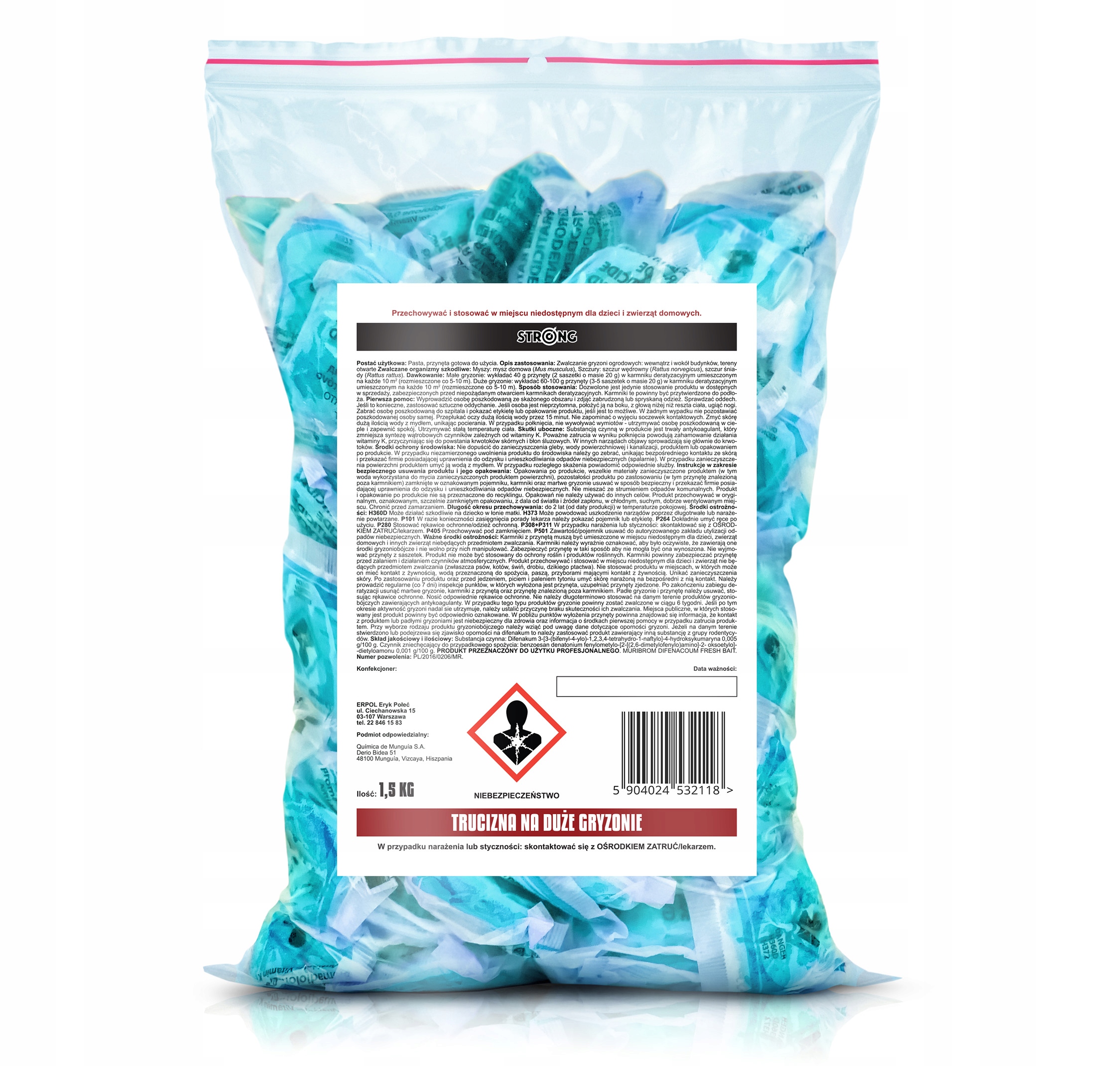 DAS STÄRKSTE GIFT FÜR GROSSE NAGETIERE AUF DACHBÖDEN STARKE PASTE 1500 G Typ Gift, Gift