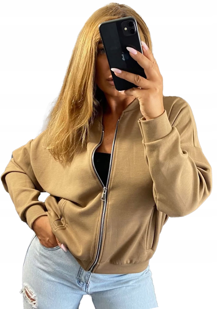 Mikina Klasický zip Barvy Máslo Barvy Béžová Bez Kapuce 44