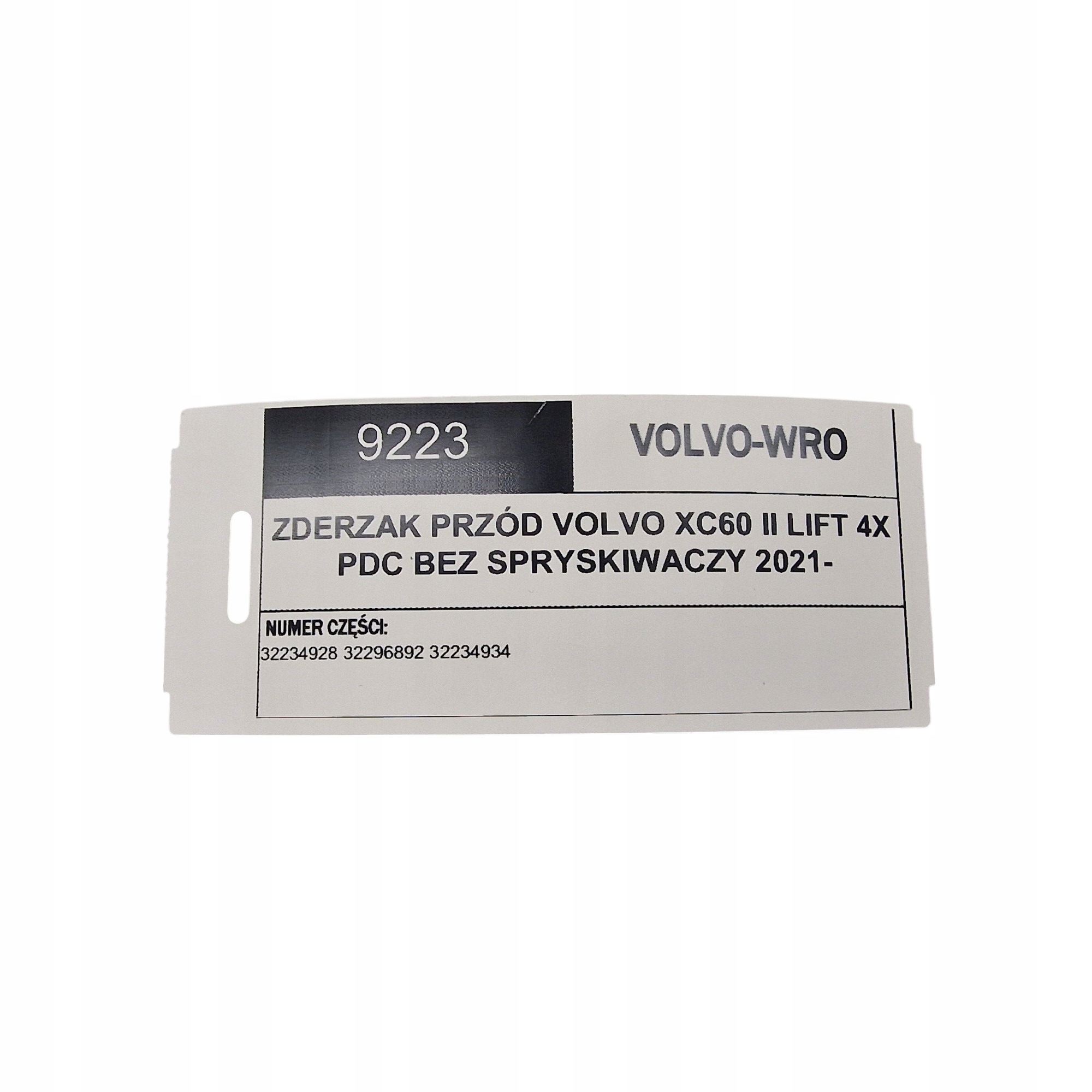 bumper front VOLVO XC60 II LIFT 4X PDC without washers 2021