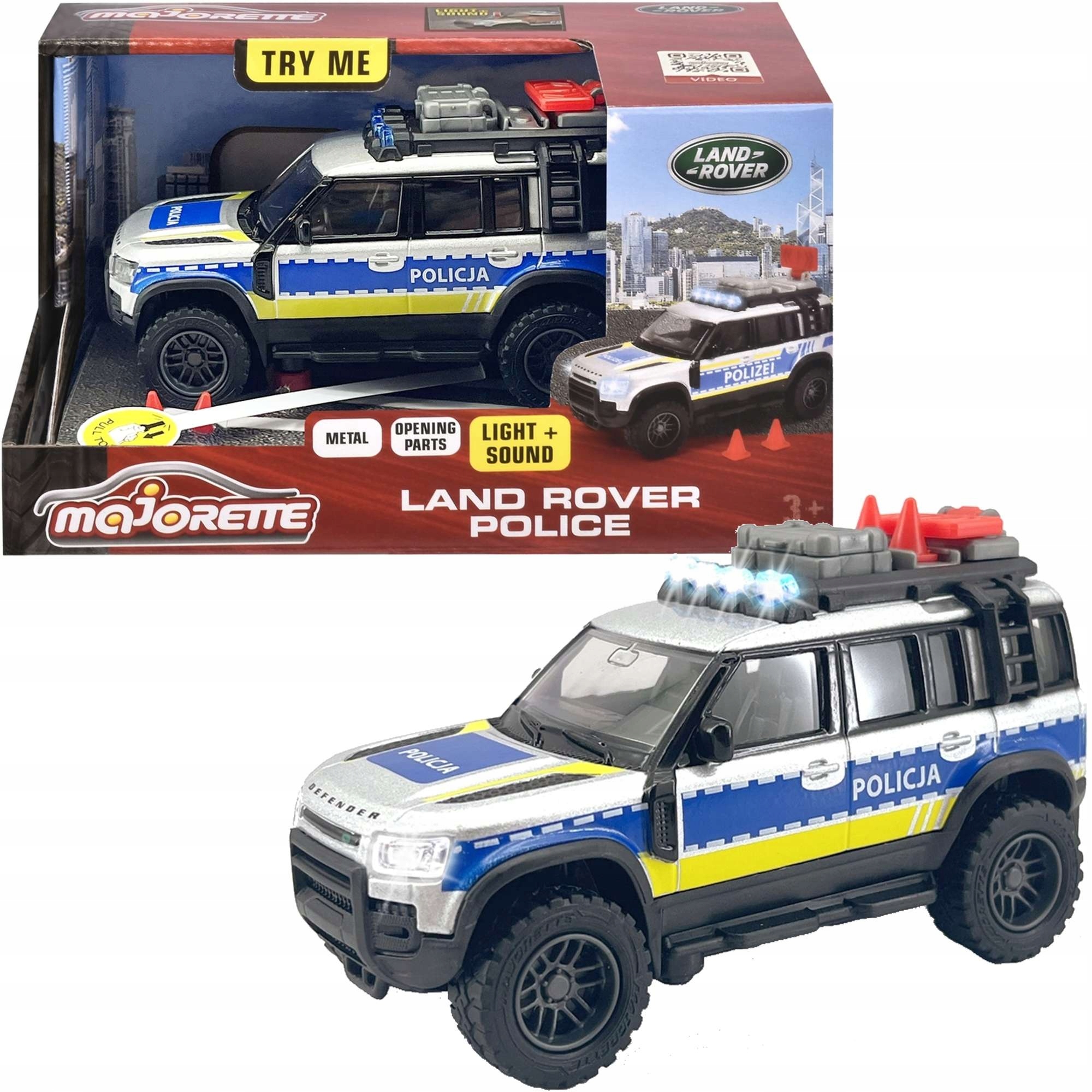 

Metalowy Pojazd Policja Land Rover Św/dź Akces.