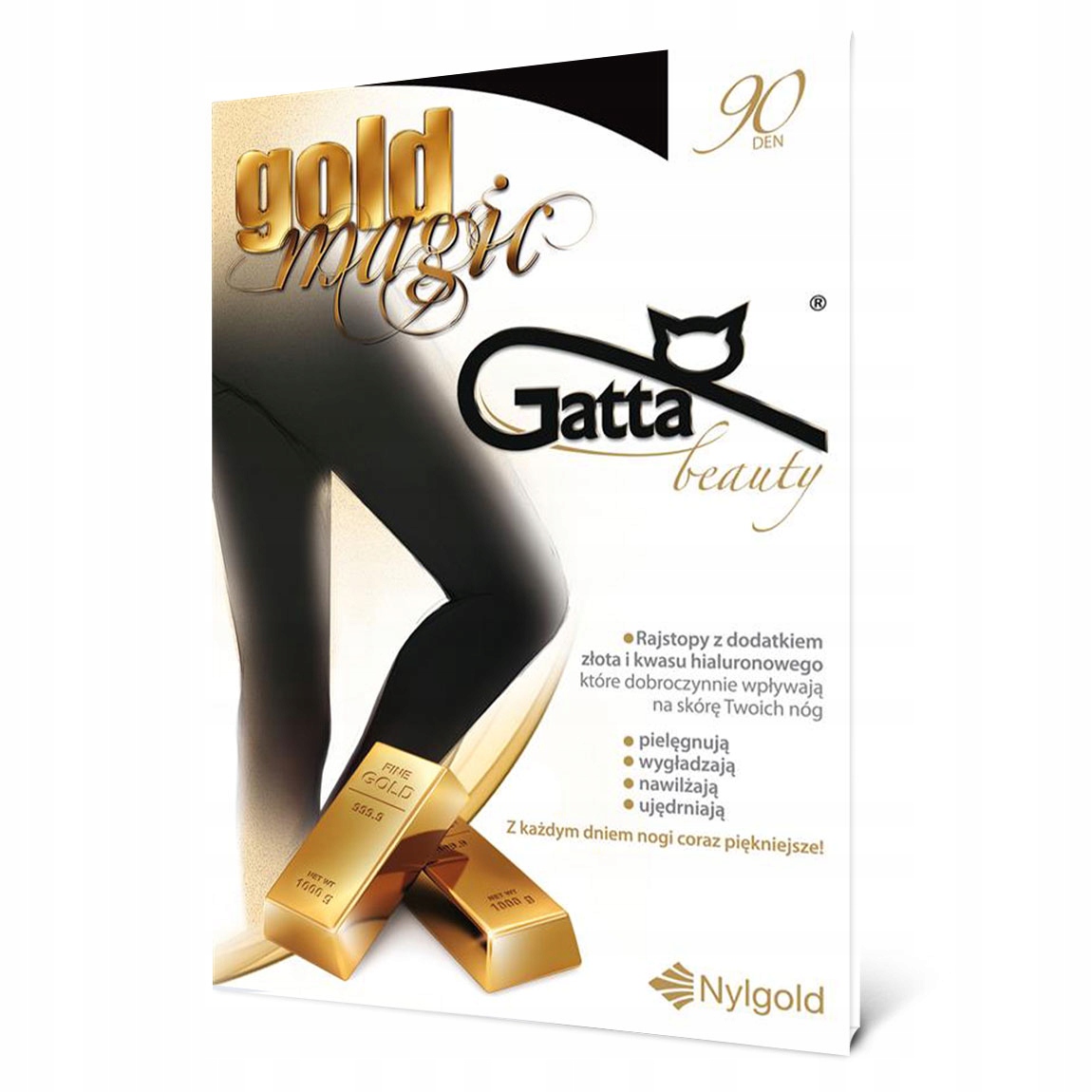 

Gatta Gold Magic Rajstopy ze złotem 3D 90DEN, 4-L