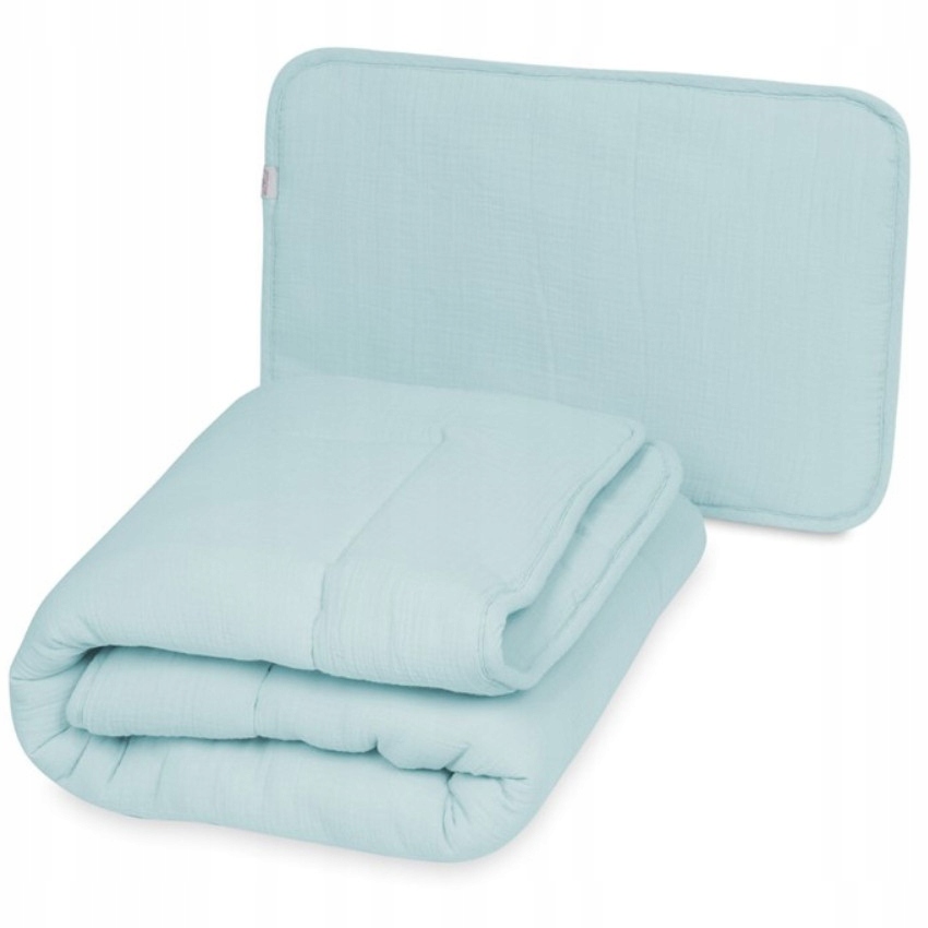 Mušelínová prikrývka a vankúš 135x100+40x60 cm Mätová Baby Matex