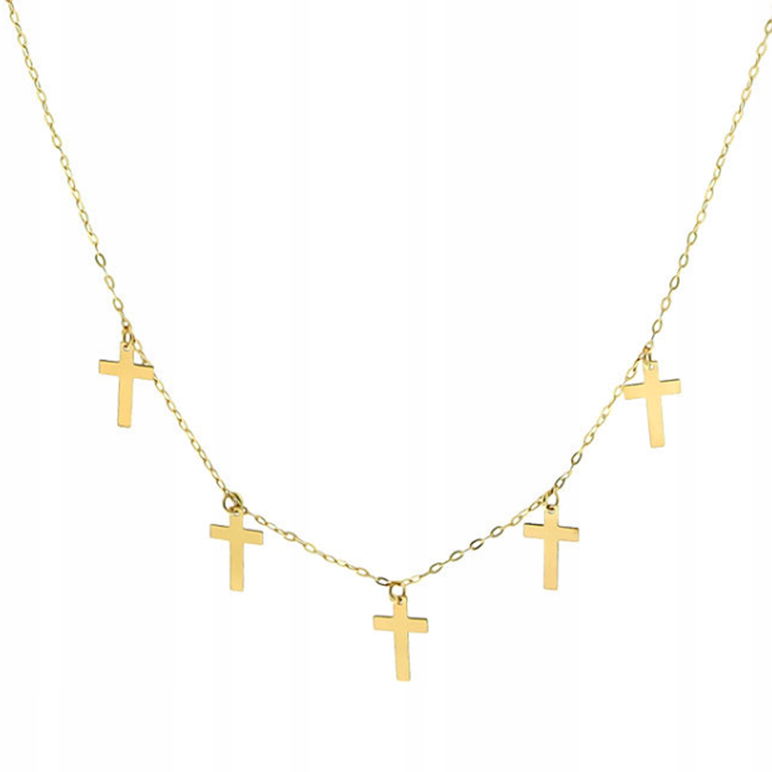 Zlatý náhrdelník 585 celebrity s visícími křížky zirkon na řetízku