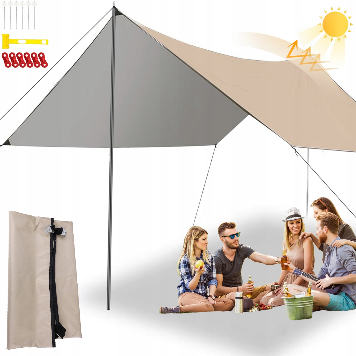 Tarp Turystyczny Płachta Biwakowa Wodoodporna Ochronna 3X3 M Survival