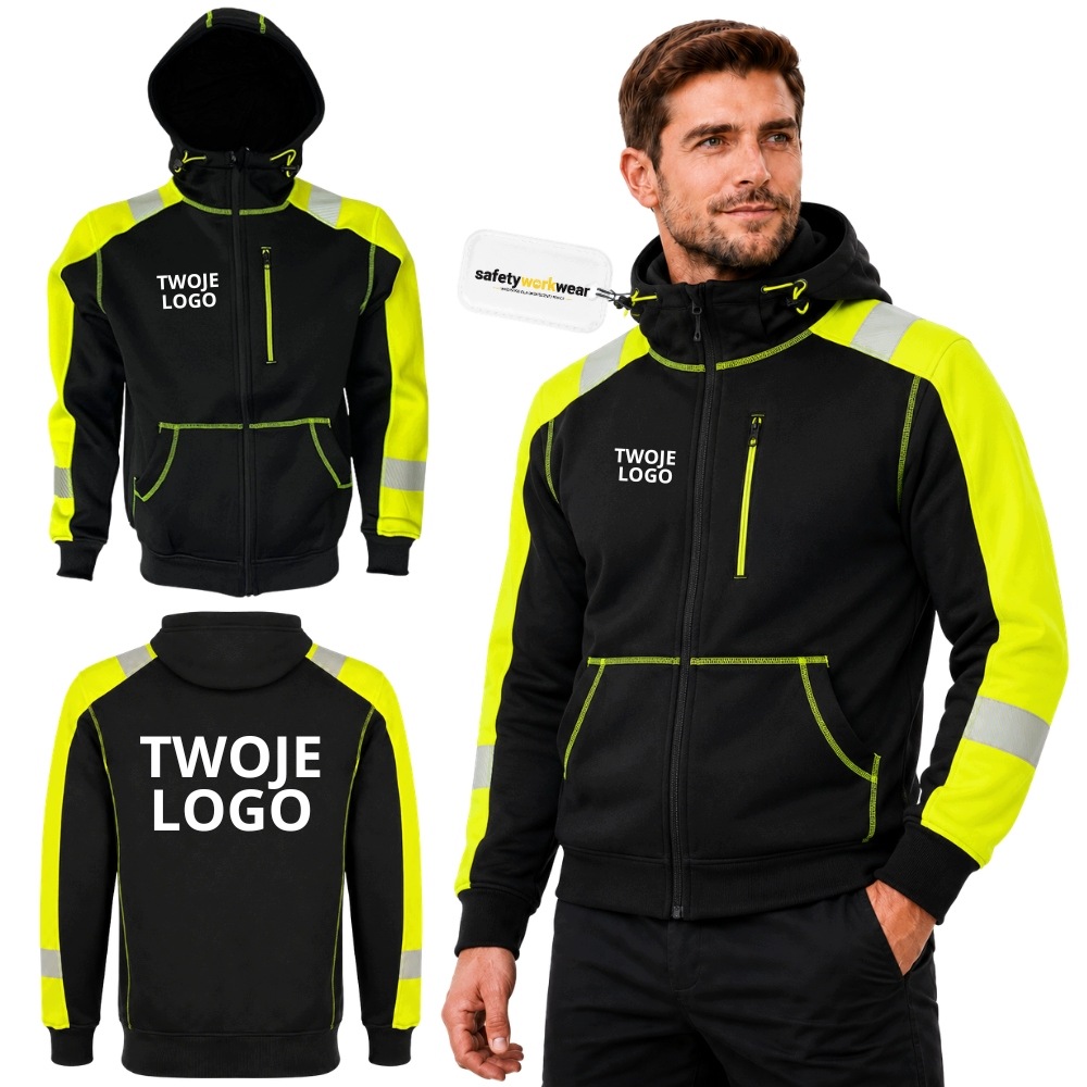 Reflexní mikina s kapucí Tepláková Bozp S Potiskem Vaše Logo 3XL