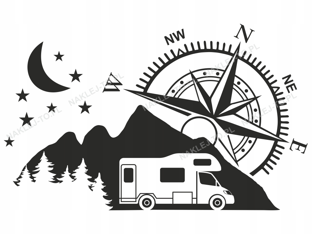 НАКЛЕЙКА на campervan VAN karawaning ночью