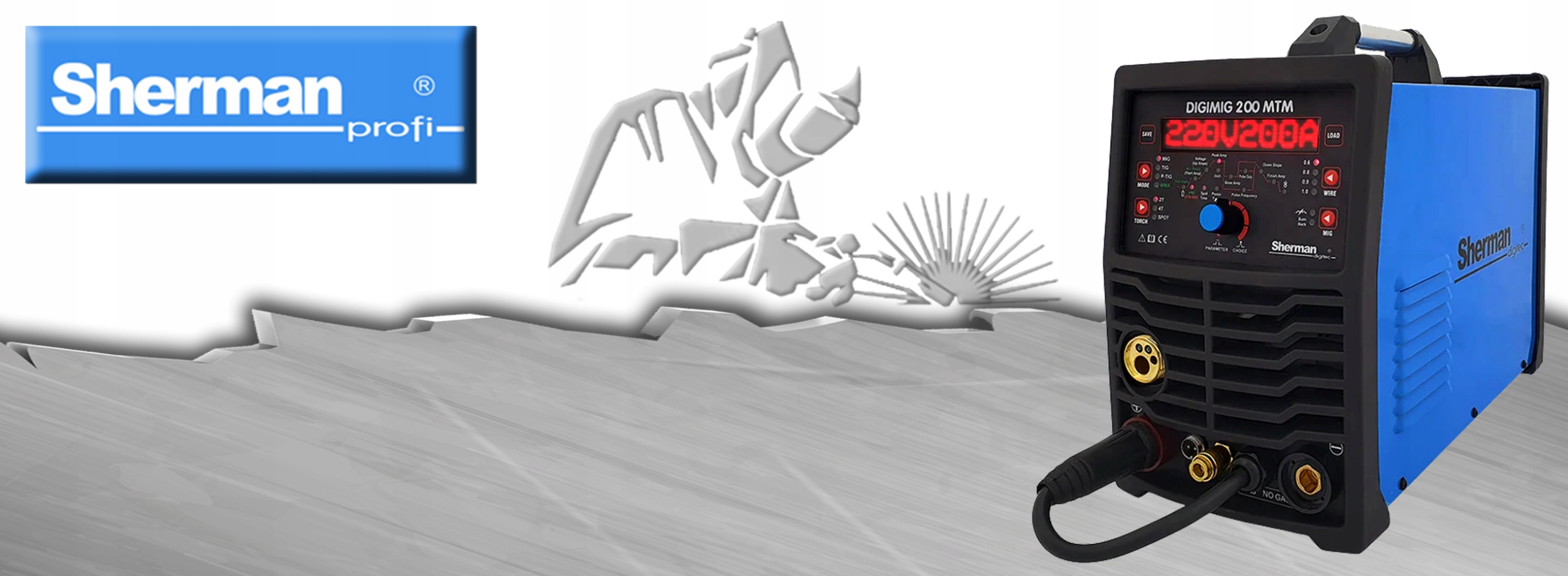 PÓŁAUTOMAT SPAWALNICZY SHERMAN TIG DC MMA MIG 230V Napięcie zasilania (V) 230