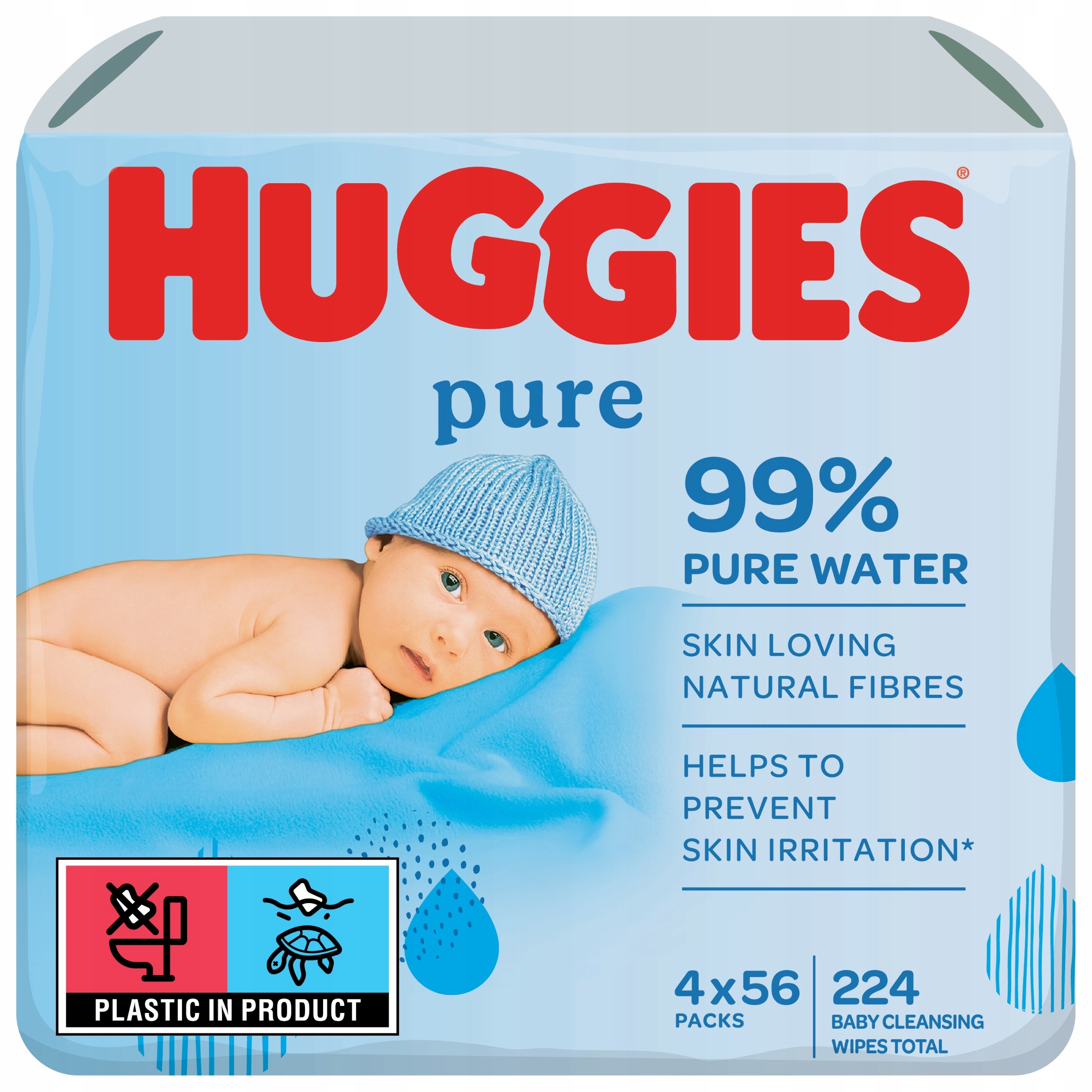 HUGGIES Chusteczki nawilżane Pure 4x56 szt