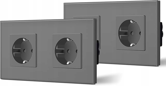 Zásuvka Schuko dvojitá 16A šedé sklo 157 mm 2 ks