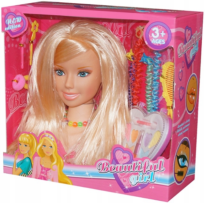 LALKA GŁOWA DO STYLIZACJI CZESANIA +KOSMETYKI 1276