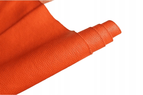 Přírodní hovězí kůže lícová oranžová tloušťka 1,5 mm 1m2
