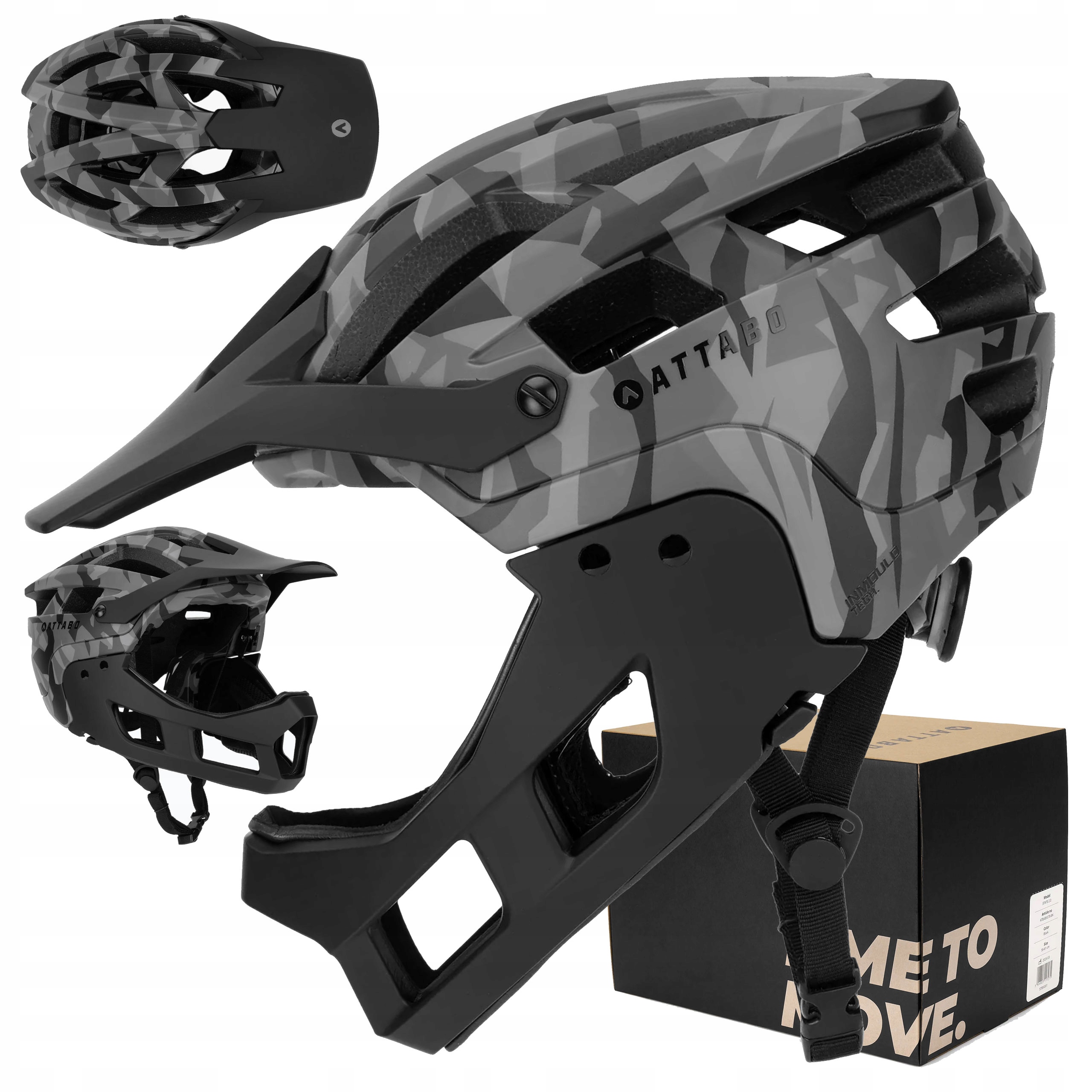 Kask Rowerowy Attabo State 2.0 Full Face Odpinana Szczęka Mtb Dh 55-61 cm