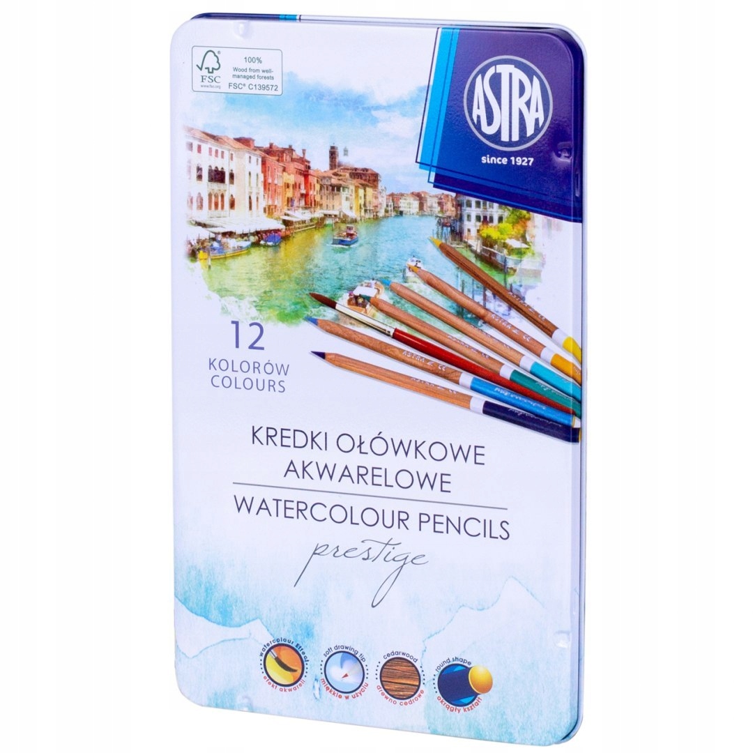 

Kredki ołówkowe akwarelowe Prestige 12 kolor Astra