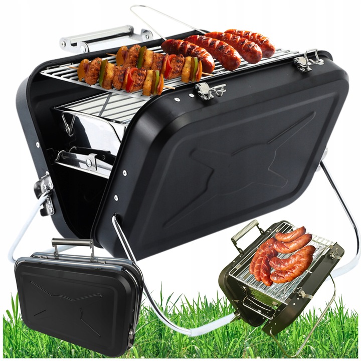 Grill Turystyczny Przenośny Węglowy Składany Bbq Kempingowy Walizka Pojemny