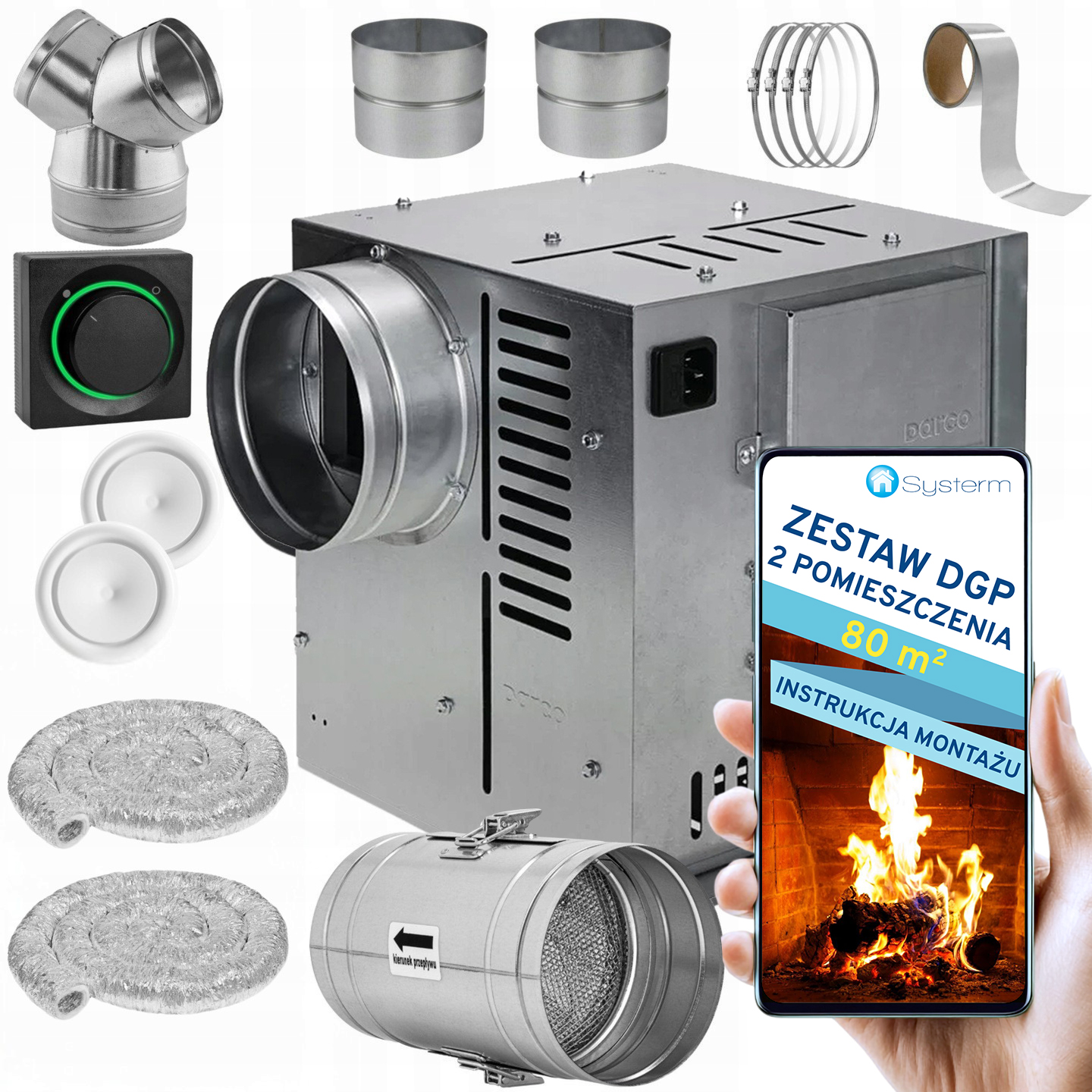 Komínová Turbína Ventilátor Komínový Set Dgp 2 miestnosti 80 m2