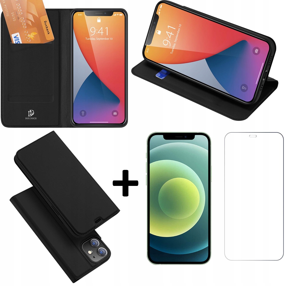 

Etui Portfel z Klapką+ Szkło do iPhone 12 / 12 Pro