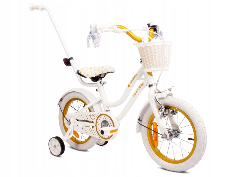 Rower dziecięcy Sun Baby Heart Bike 14 cali dla dziewczynki Biało-złoty