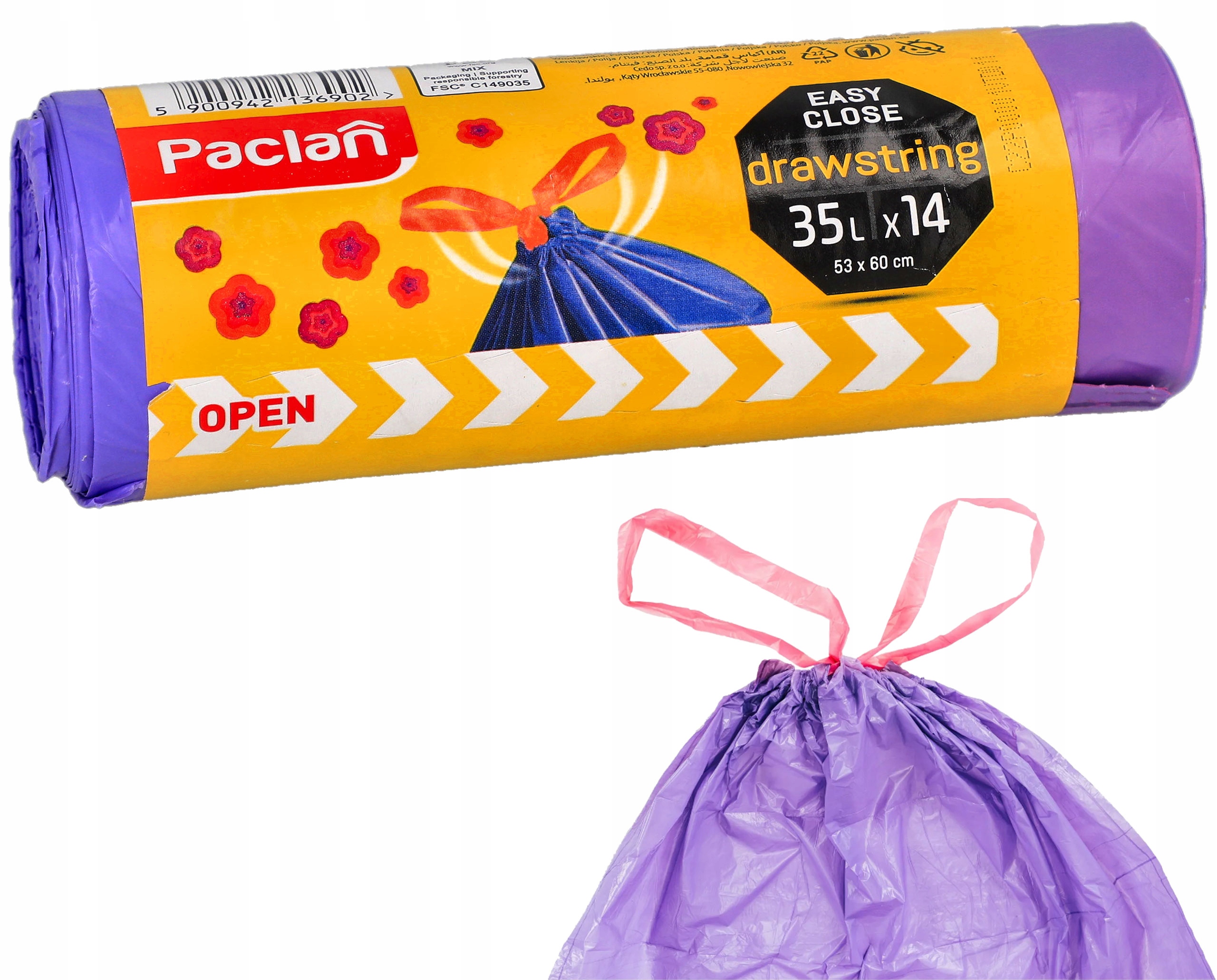

Worki na śmieci zapachowe z taśmą 35 L Mocne