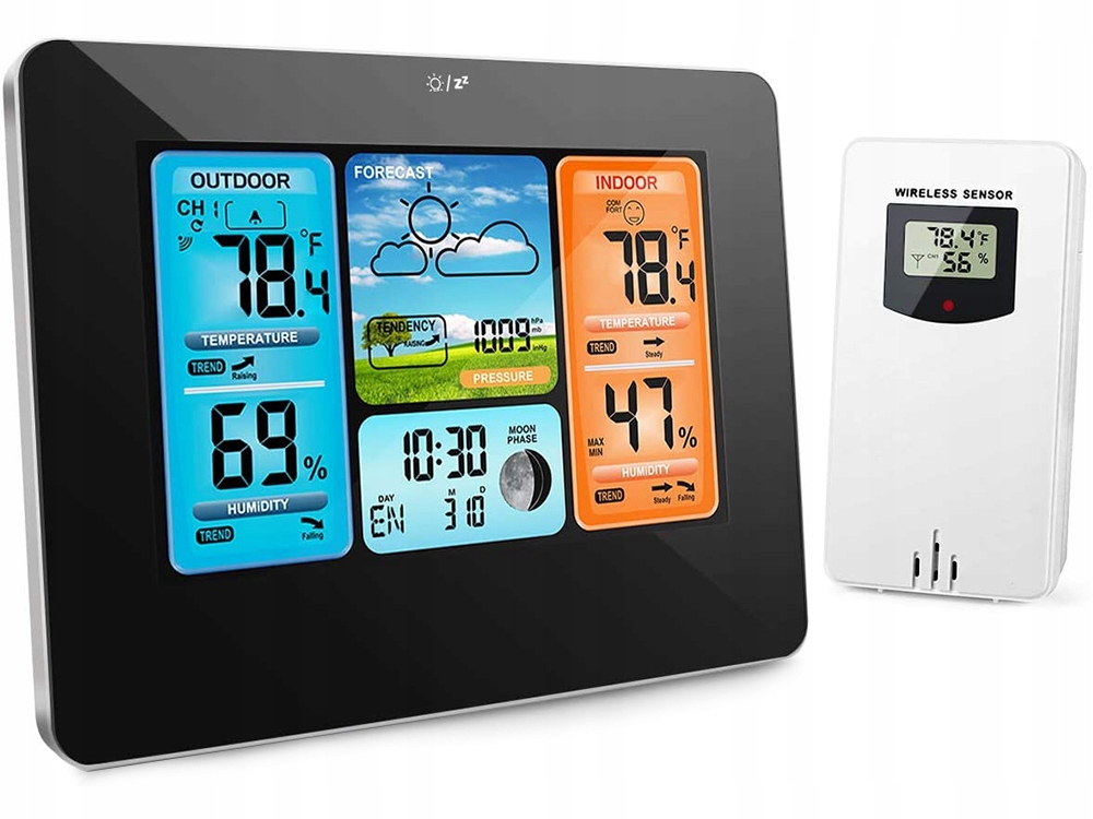 BEZPRZEWODOWA STACJA POGODY POGODOWA HIGROMETR DCF Materiał tworzywo sztuczne