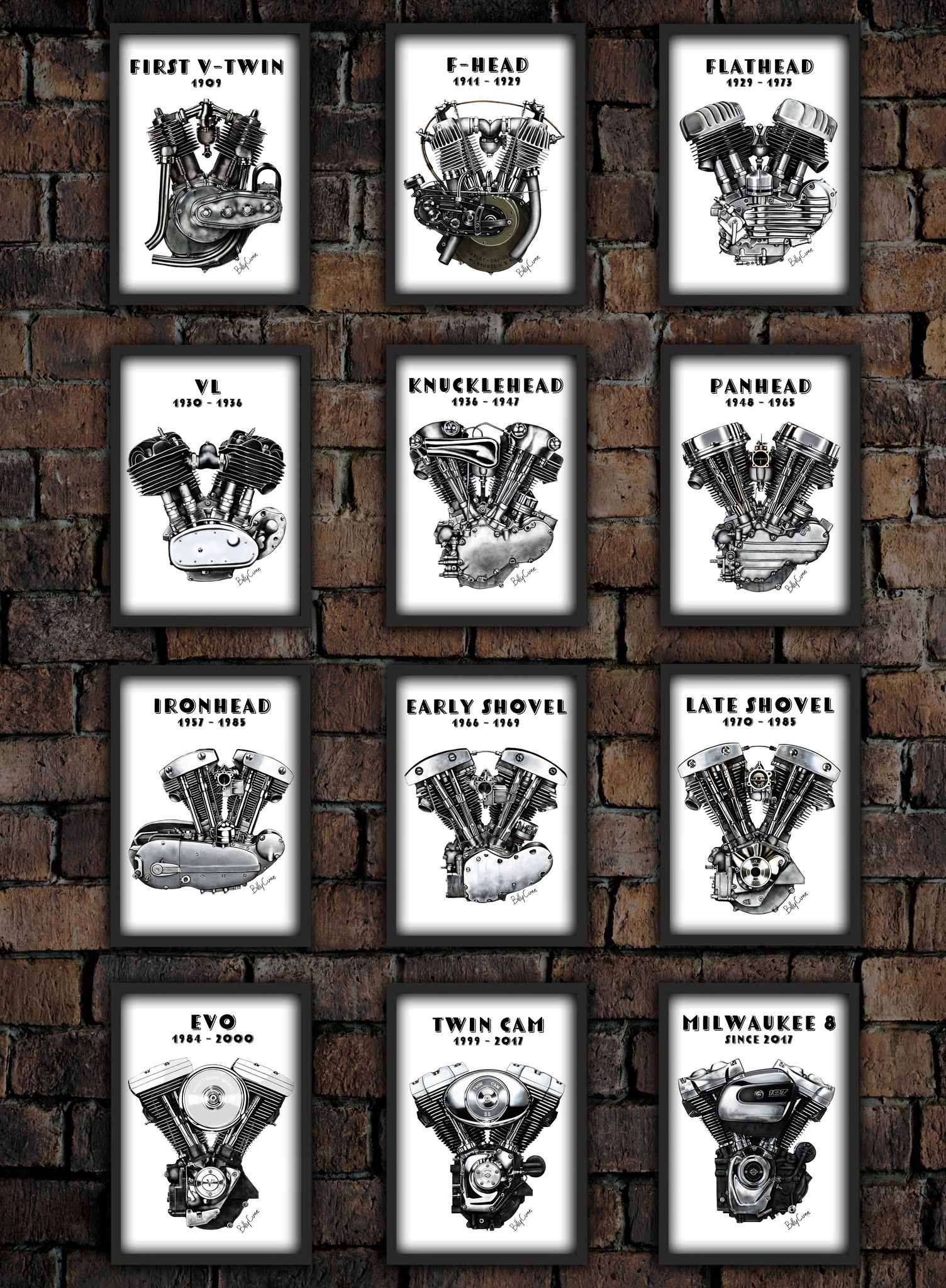 Sada 12 Grafických Motorov Harley Davidson A3 Darček