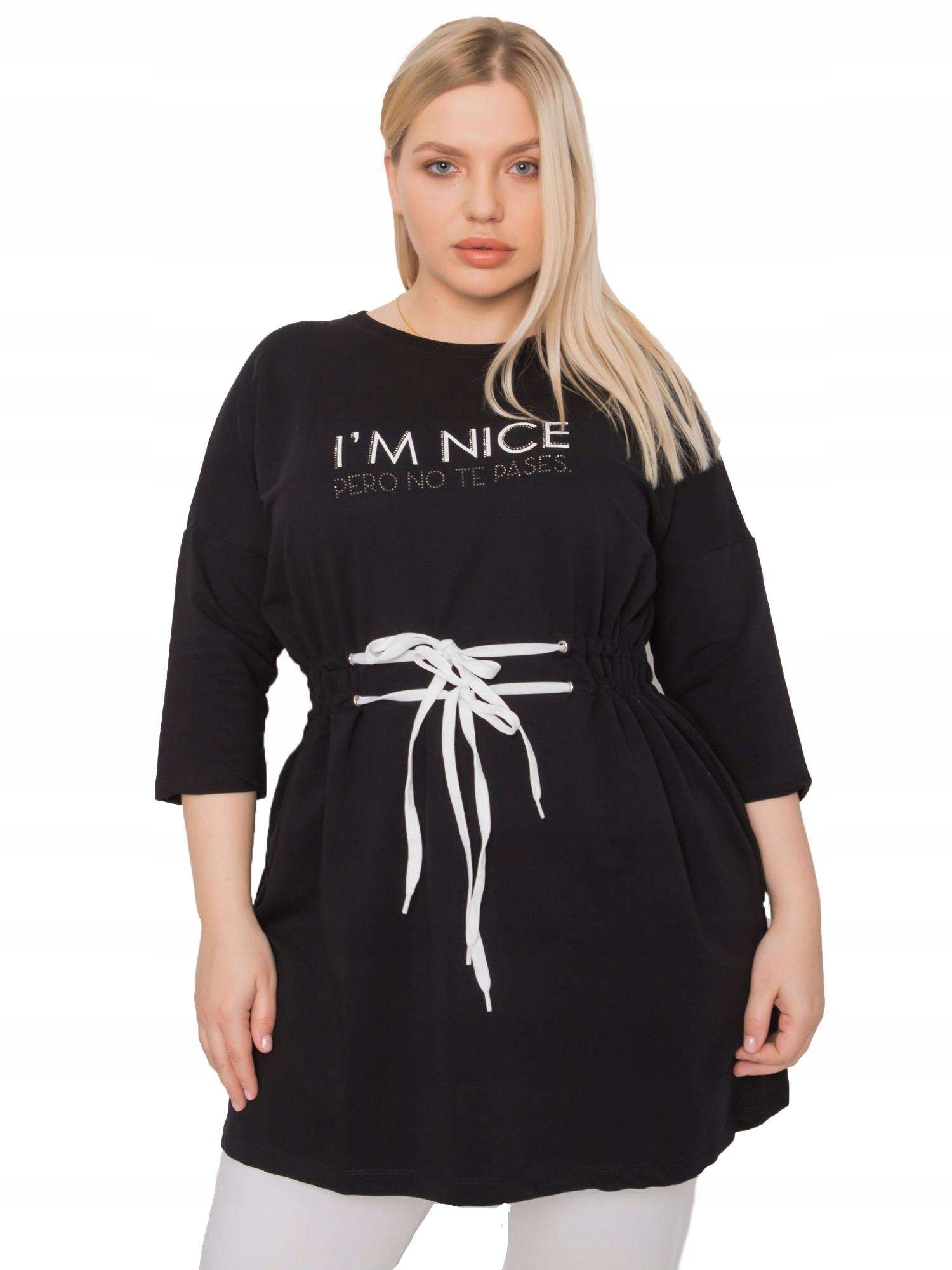 

Modna Damska Tunika plus size z wiązaniem