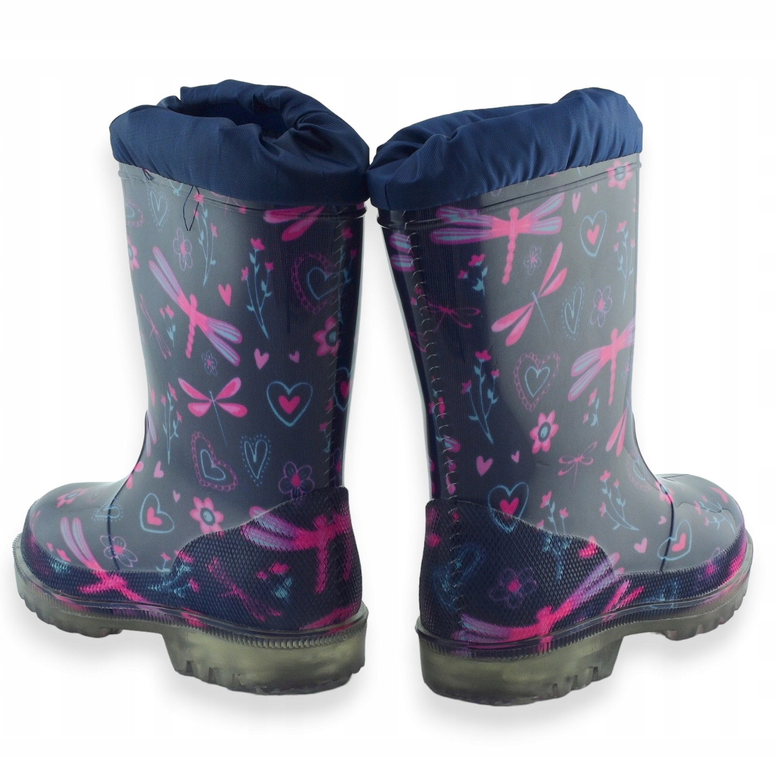 Kalosze dziewczęce PVC ze ściągaczem granatowe z ważką Wojtyłko 5056G r.32 Rozmiar (new) 32