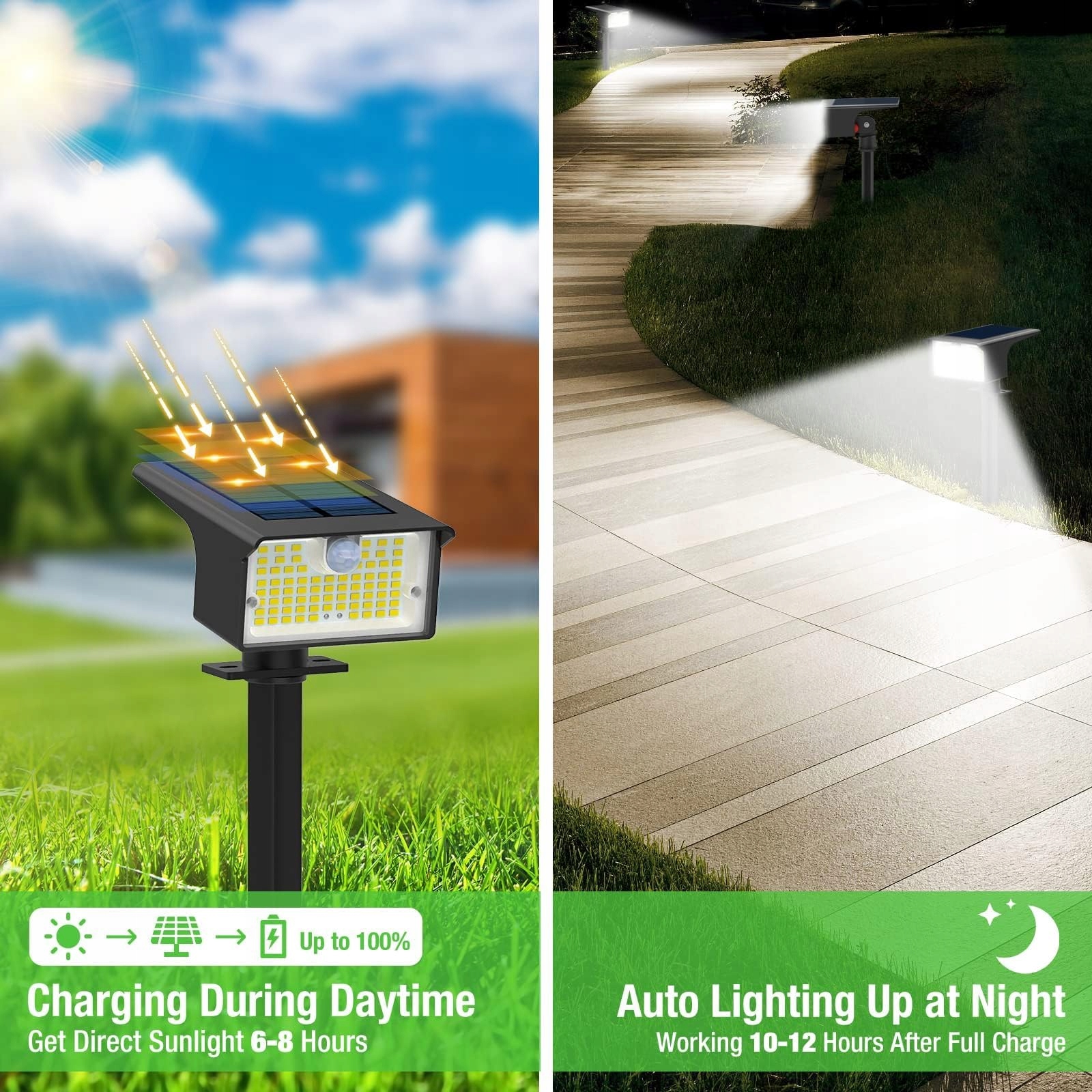 NIPIFY Solarlampa z Czujnikiem Ruchu na Zewnątrz Zimna Biel 6 Sztuk — miniatura 4