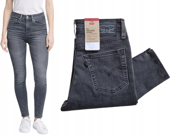 kalhoty Levi's 721 High Rise Skinny W27 L30 šedé popelavé Výprodej 619 zł