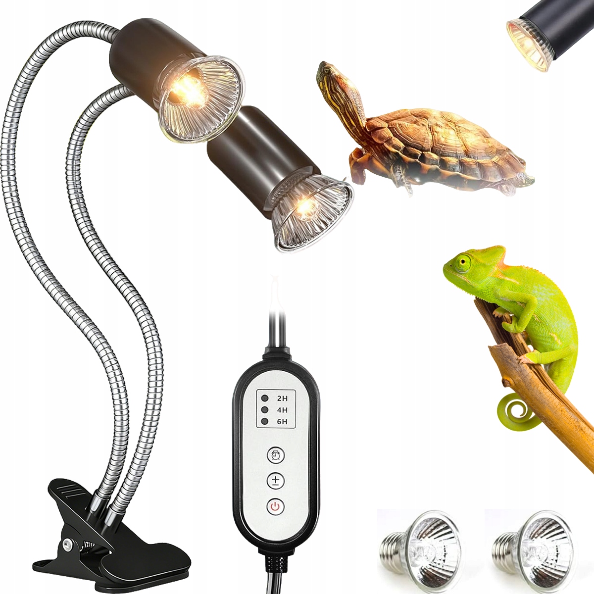 „topná Lampa Želva, 2 Žárovky 25/50 W, Topná Lampa Pro Plazy, E27“