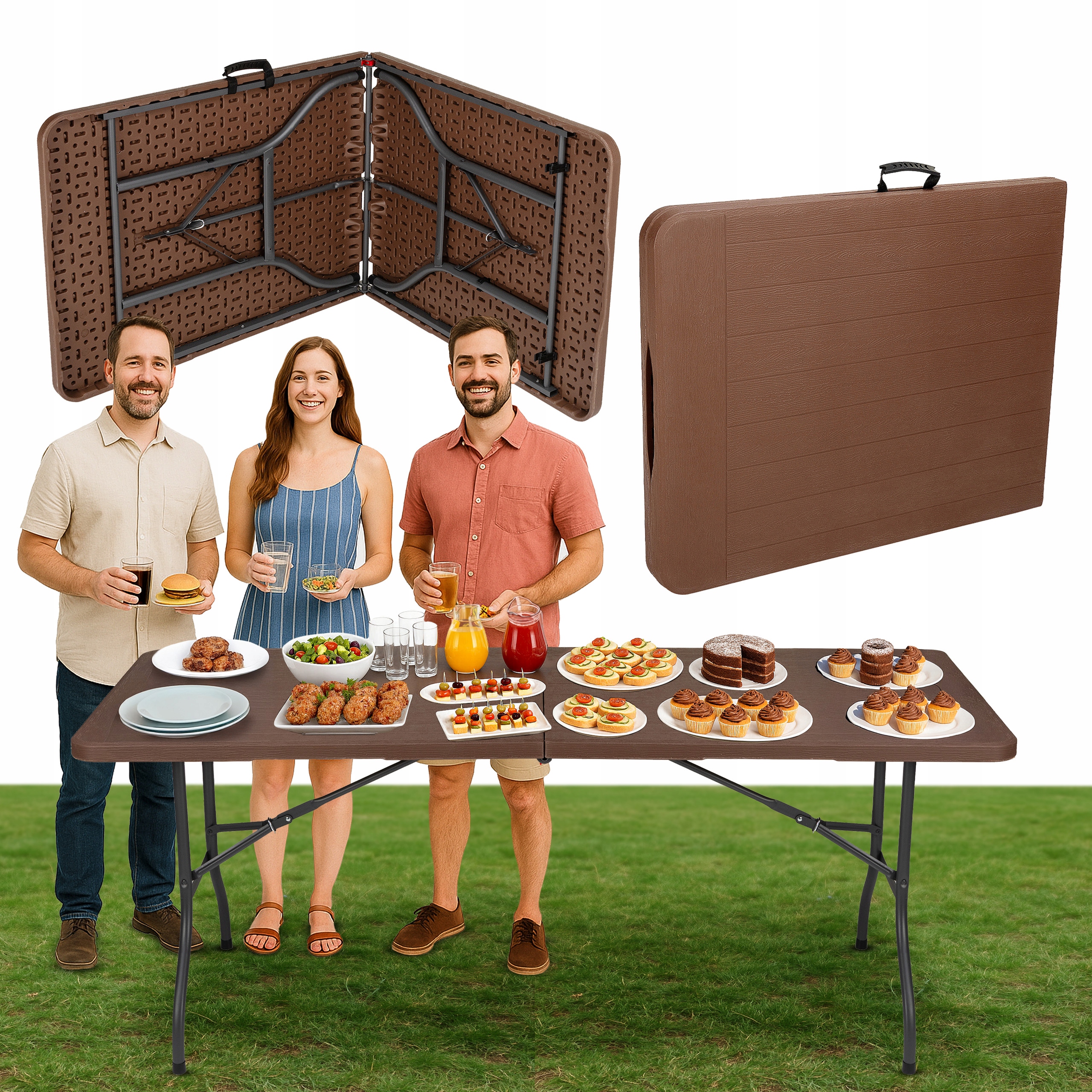 Zahradní Cateringový Stůl, Skládací Kempingový Banketový Kufr, 180 CM X 70 CM