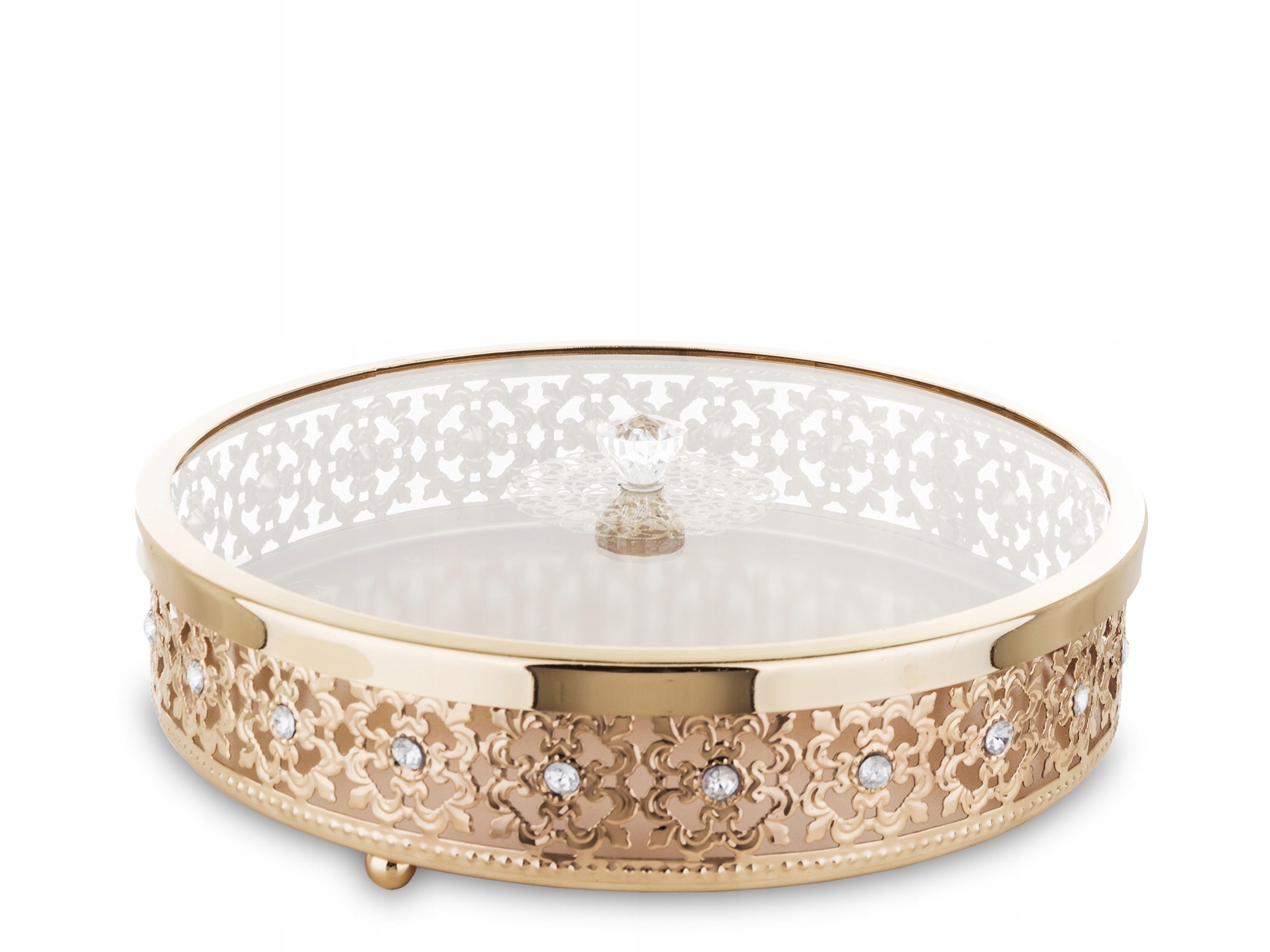 Dekorativní kovová zlatá skleněná nádoba