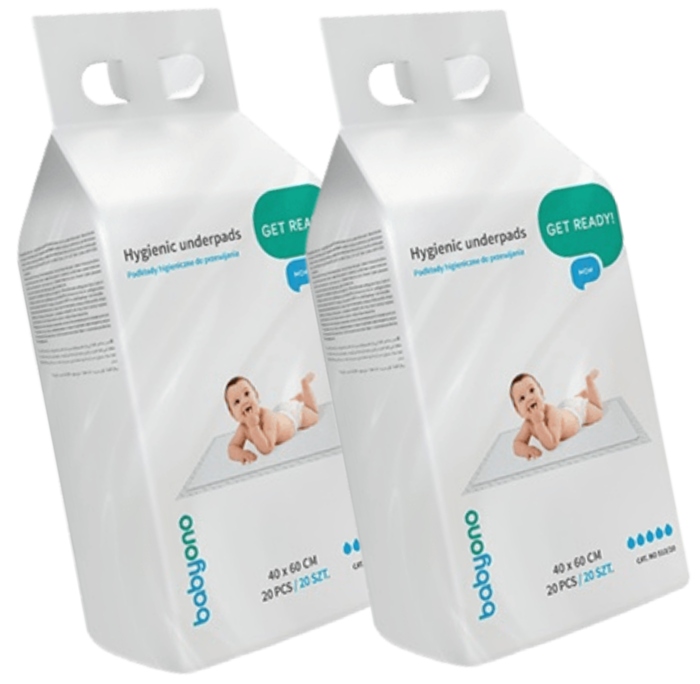 BABYONO PODKŁADY HIGIENICZNE DO PRZEWIJANIA DZIECI JEDNORAZOWE 40x60 40 SZT