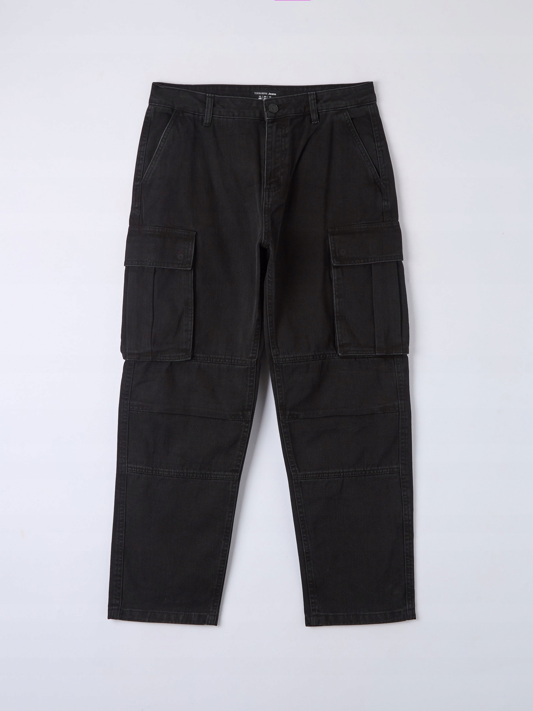 TERRANOVA džínsové nohavice čierne cargo milície široké nohavice W31 82cm