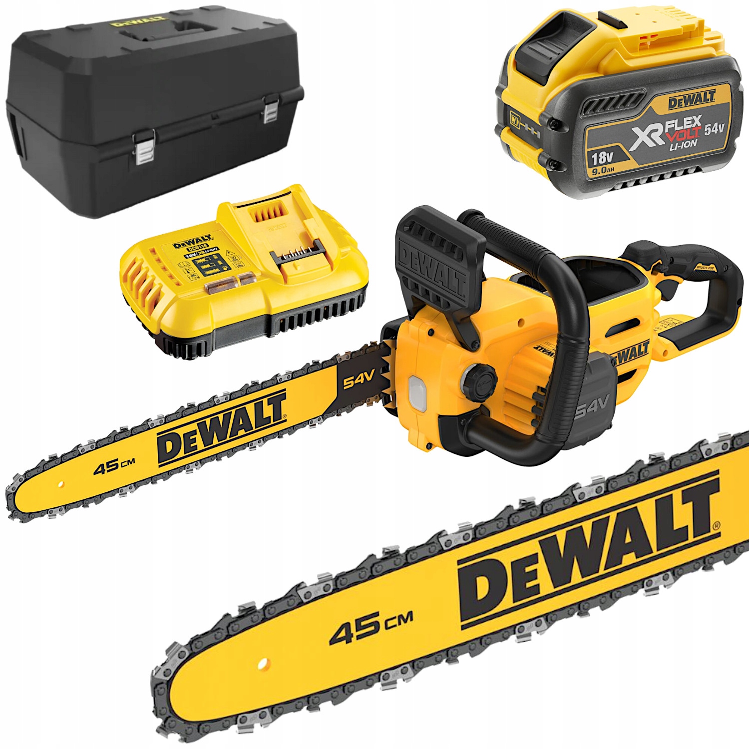 DeWALT Pilarka łańcuchowa akumulatorowa 45cm 54V 1x 9Ah FlexVolt DCMCS574X1