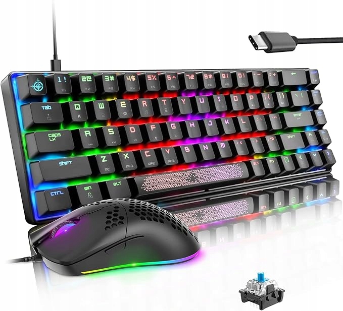 Zestaw Gamingowy LexonElec: Klawiatura Rgb 68 Klawiszy Mysz 12000 Dpi