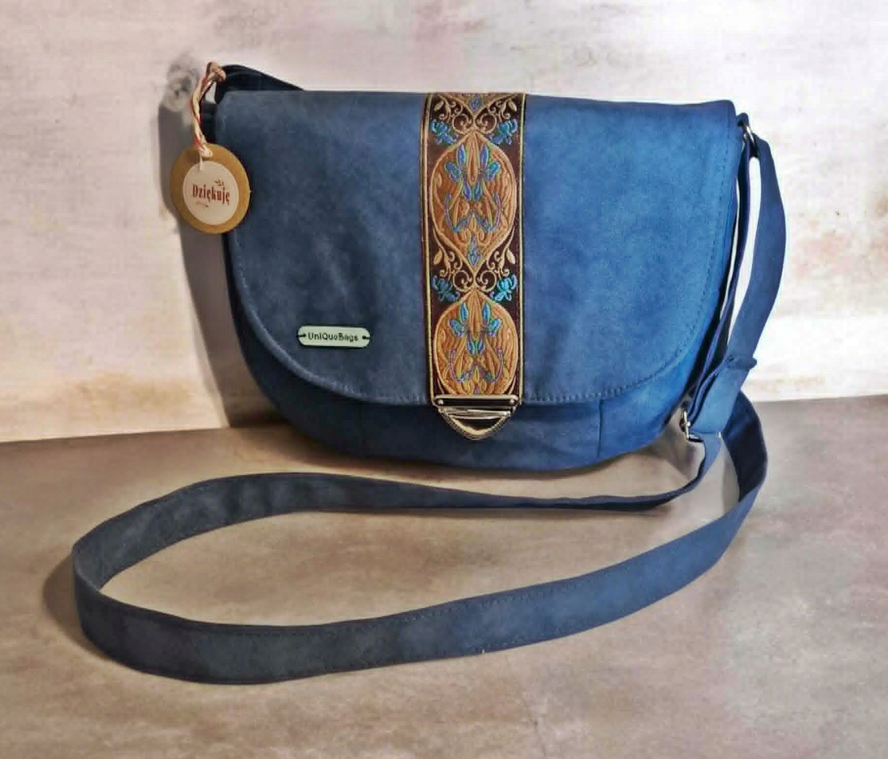 Kabelka Pošťák Modrá Cosplay V Retro Boho Stylu Dárek