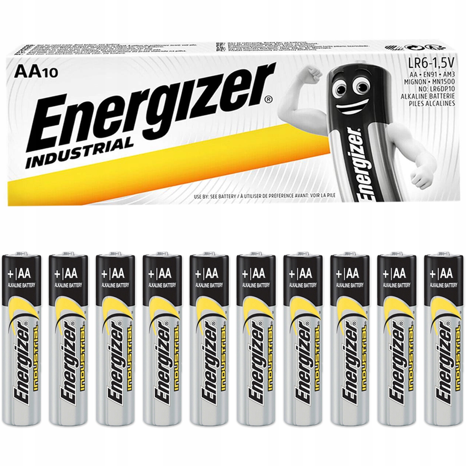 10x BATERIE ENERGIZER INDUSTRIAL AA LR6 MN1500