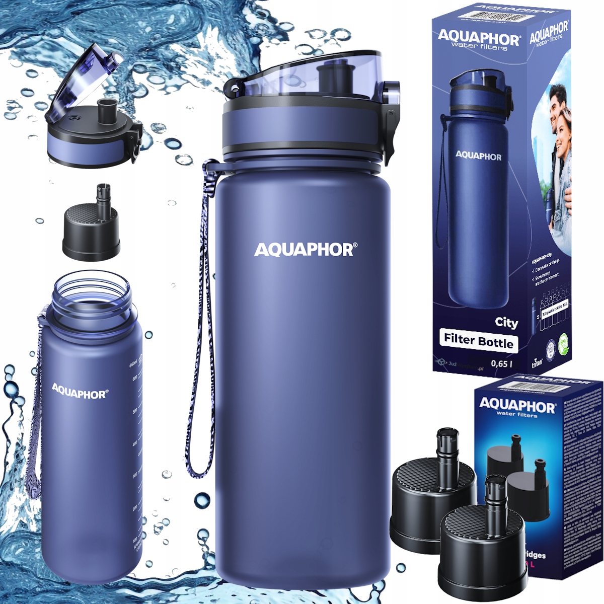 Lahev Na Pití láhev na filtraci vody sada 3 filtrů Aquaphor City 650 ml