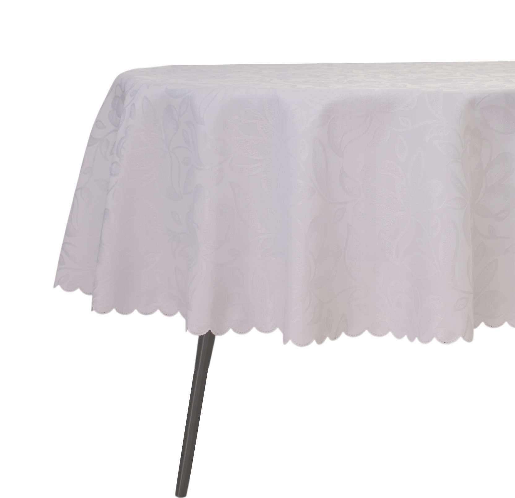 Obrus Odolný Voči Škvrnám Oválny 140X400 CM Biely Vzor Kvety Sväté Oválne