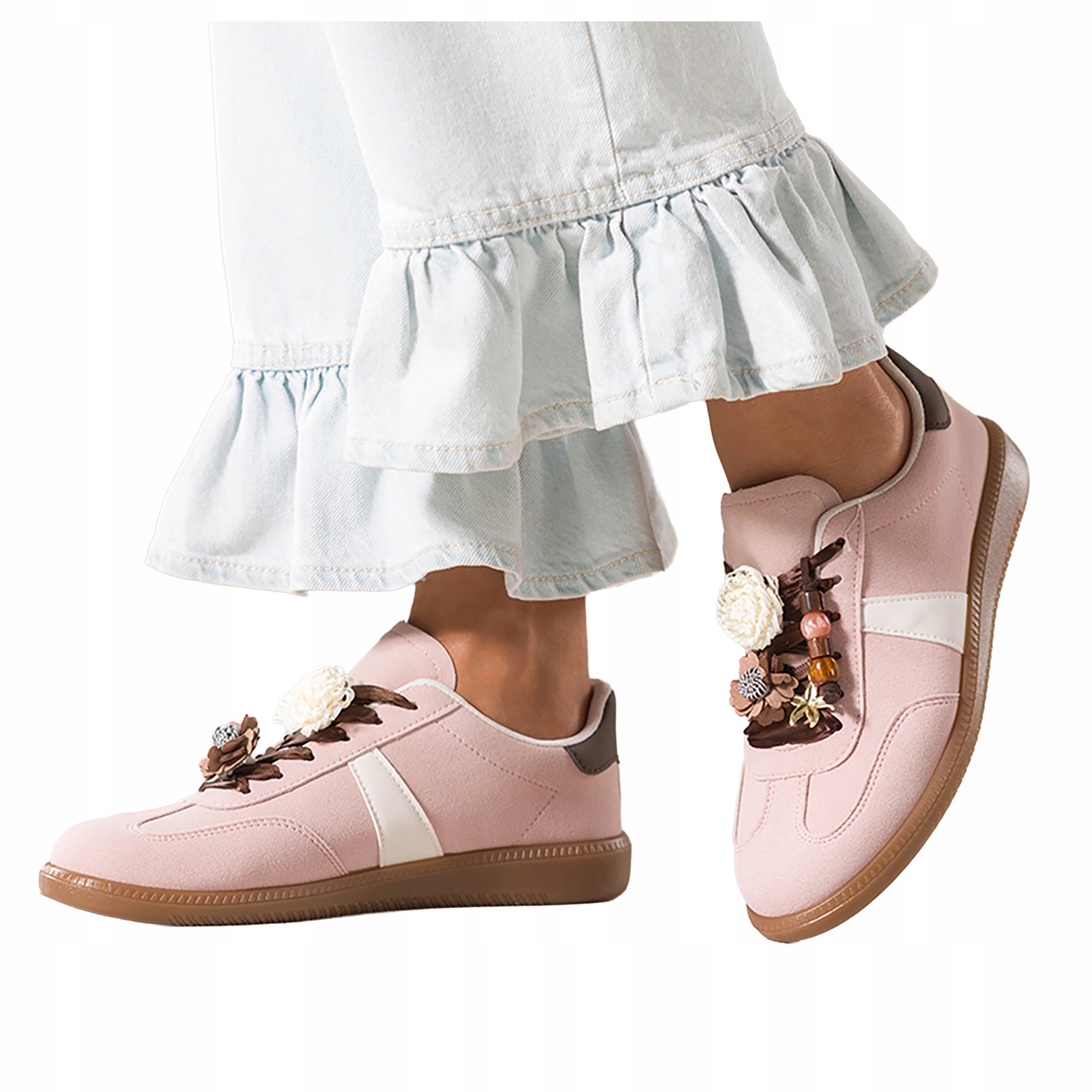 Sneakersy Růžové Dámské Sportovní S Korálky Šněrovací Elastické vel 40